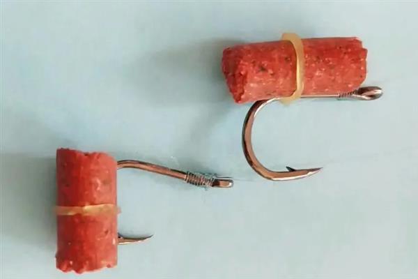 红虫饵料颗粒的挂钩方法，主要有单饵挂法、双饵挂法等4种方式