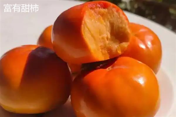 甜柿常见的品种，有富有甜柿、次郎甜柿等